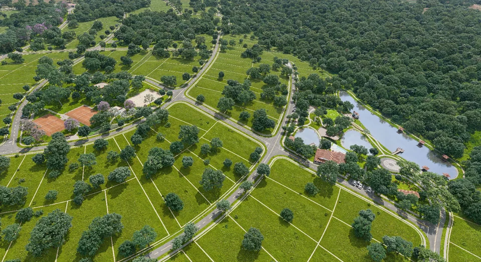 Imagem oficial de divulgação de Quintas do Cerrado, Trindade. Pode ser perspectiva artística.