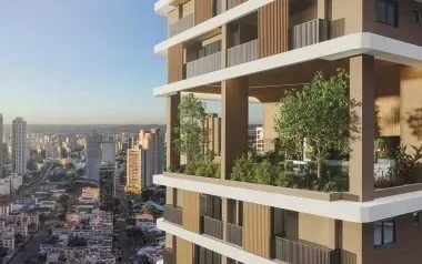 Imagem de divulgação do Aflora Marista by UP, em Setor Marista, Goiânia. Pode ser perspectiva artística.