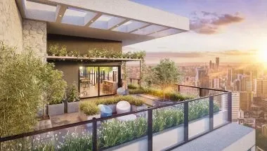 Imagem de divulgação do Central Park Residencial, em Setor Central, Goiânia. Pode ser perspectiva artística.