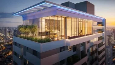 Imagem de divulgação do Level Home Resort, em Jardim América, Goiânia. Pode ser perspectiva artística.
