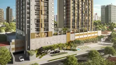 Imagem de divulgação do Smart 36, em Setor Bueno, Goiânia. Pode ser perspectiva artística.