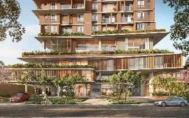 Imagem de divulgação do Tempo Flamboyant Residencial, em Jardim Goiás, Goiânia. Pode ser perspectiva artística.