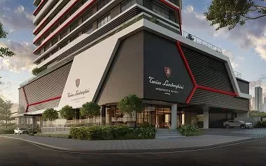 Imagem de divulgação do Tonino Lamborghini Residences, em Setor Oeste, Goiânia. Pode ser perspectiva artística.